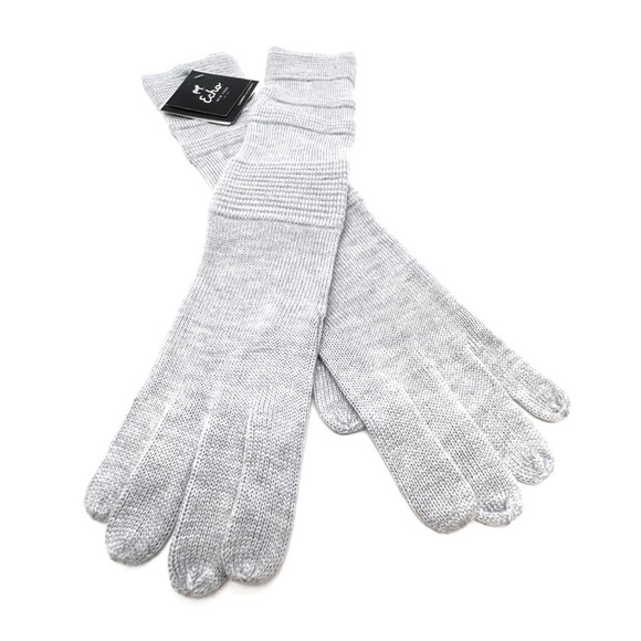 Echo Gloves Cashmere Blend Long Gray Knit Light Gray Winter New NWT - Picture 6 of 6